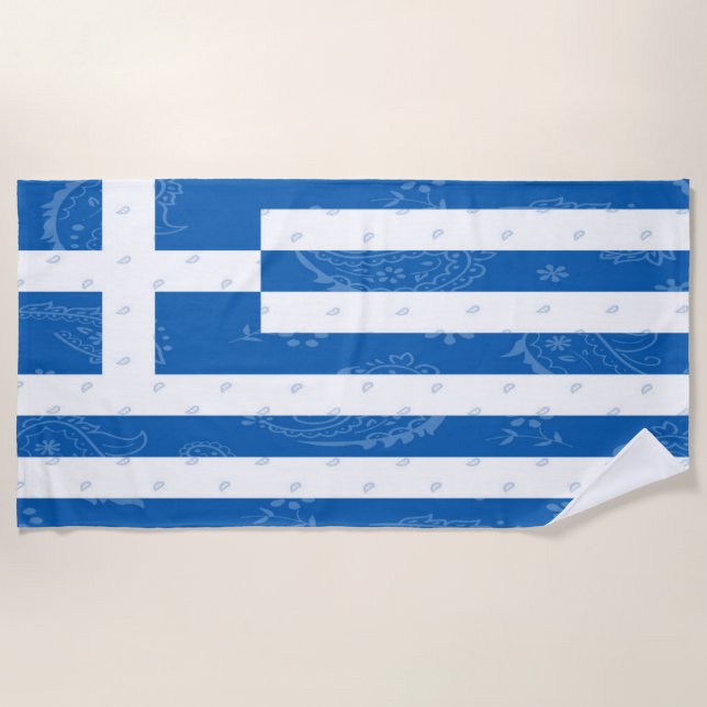 Greece Flag Beach Towel (Front)