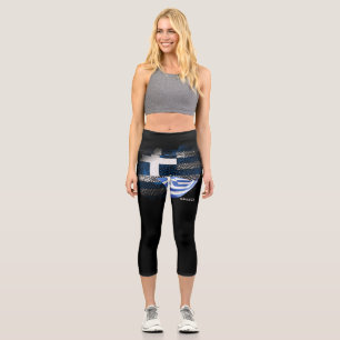 Greece flag capri leggings