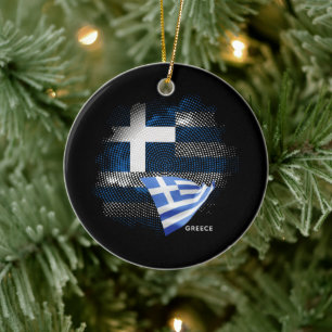 Greece flag ceramic tree decoration