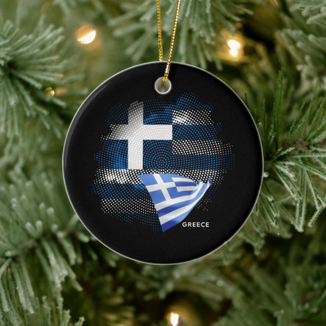 Greece flag ceramic tree decoration (Tree)