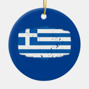 Greece Flag Ceramic Tree Decoration