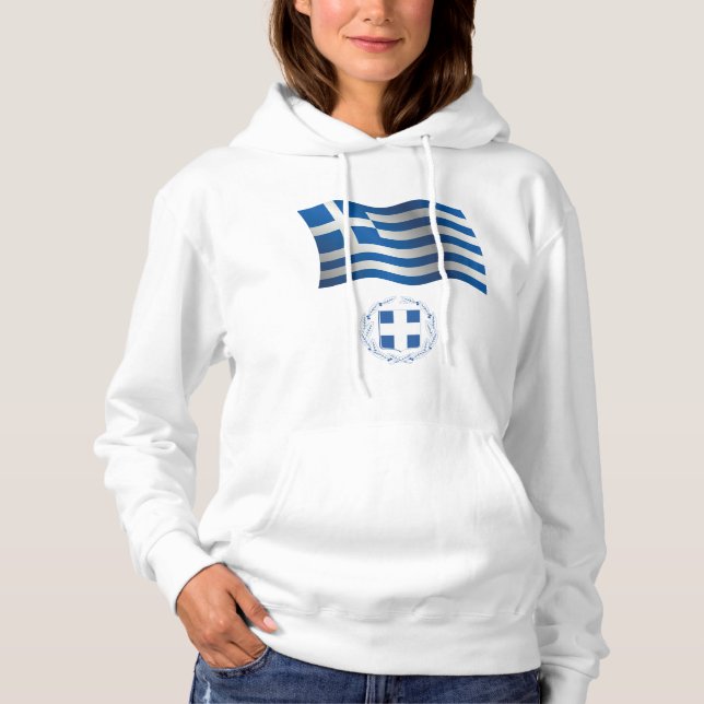 Greece Flag Coat Of Arms Hoodie (Front)