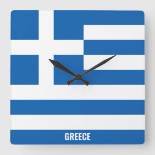 Greece Flag Dazzling Patriotic Square Wall Clock