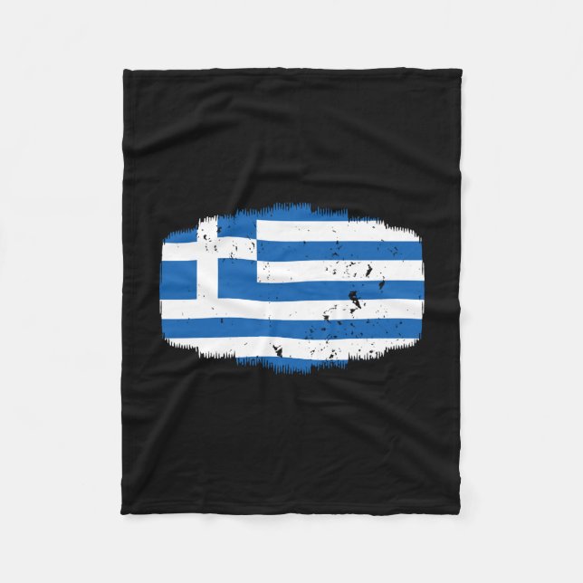Greece Flag Fleece Blanket (Front)