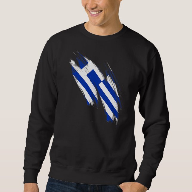 Greece Flag Greek Hellenic Pride Heart Sweatshirt (Front)
