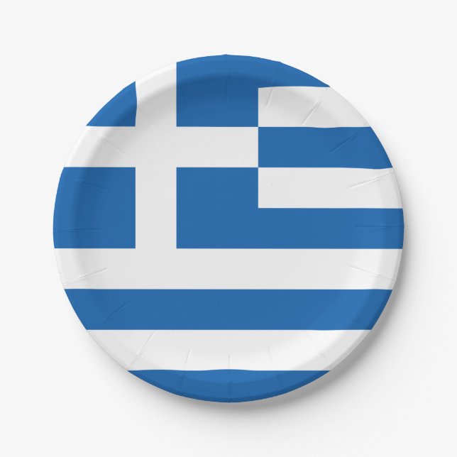 Greece Flag Greek Patriotic Paper Plate (Front)