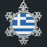 Greece Flag Greek Patriotic Snowflake Pewter Christmas Ornament<br><div class="desc">Flag of Greece products for Greek patriots.</div>