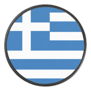 Greece Flag Hockey Puck