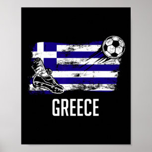 Greece Flag Jersey Greek Soccer Team Greek  Poster