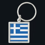 Greece Flag Key Ring<br><div class="desc">The Greek flag is a flag with nine horizontal stripes, with a white cross on a blue square field in canton. The used colours in the flag are blue, white. The proportion of the Greek flag is 2:3. The Flag of Greece was adopted in 1978. The first use of the...</div>