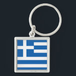 Greece Flag Key Ring<br><div class="desc">The Greek flag is a flag with nine horizontal stripes, with a white cross on a blue square field in canton. The used colours in the flag are blue, white. The proportion of the Greek flag is 2:3. The Flag of Greece was adopted in 1978. The first use of the...</div>
