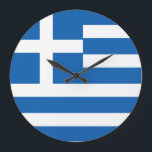 Greece Flag Large Clock<br><div class="desc">Greece Flag</div>