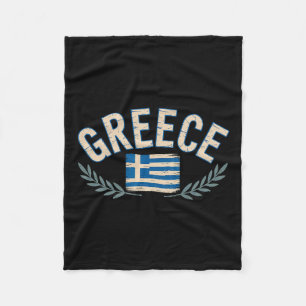 Greece Flag Laurel Wreath Travel Souvenir Greek Fleece Blanket