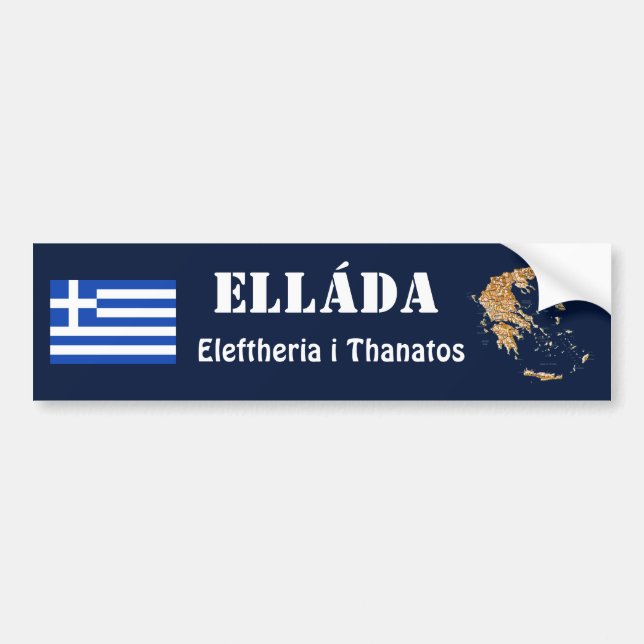 Greece Flag + Map Bumper Sticker (Front)