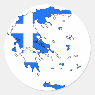Greece flag map classic round sticker