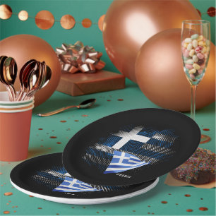 Greece flag paper plate