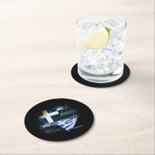 Greece flag round paper coaster
