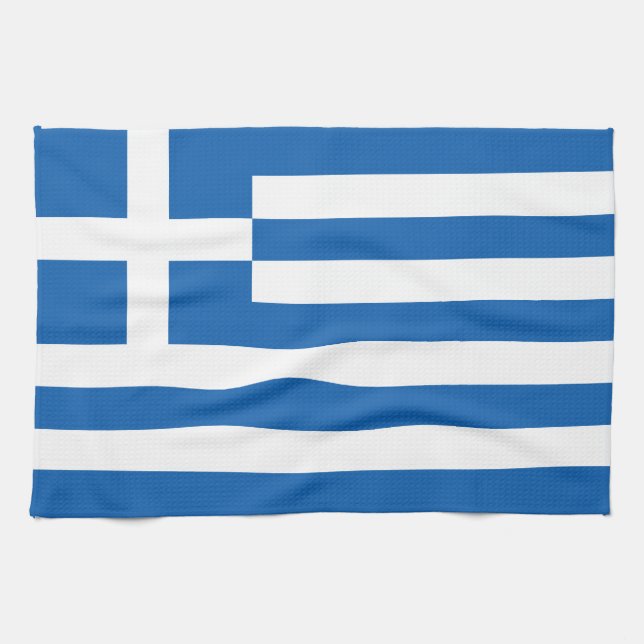 Greece Flag Tea Towel (Horizontal)