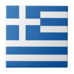 Greece Flag Tile<br><div class="desc">The Greek flag is a flag with nine horizontal stripes, with a white cross on a blue square field in canton. The used colours in the flag are blue, white. The proportion of the Greek flag is 2:3. The Flag of Greece was adopted in 1978. The first use of the...</div>