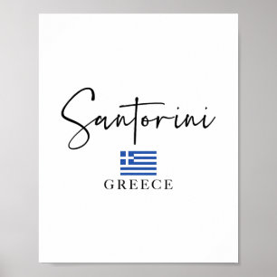 Greece Flag Vacation - Island Santorini Poster