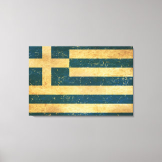 Greece Flag Vintage Grunge Design Canvas Print