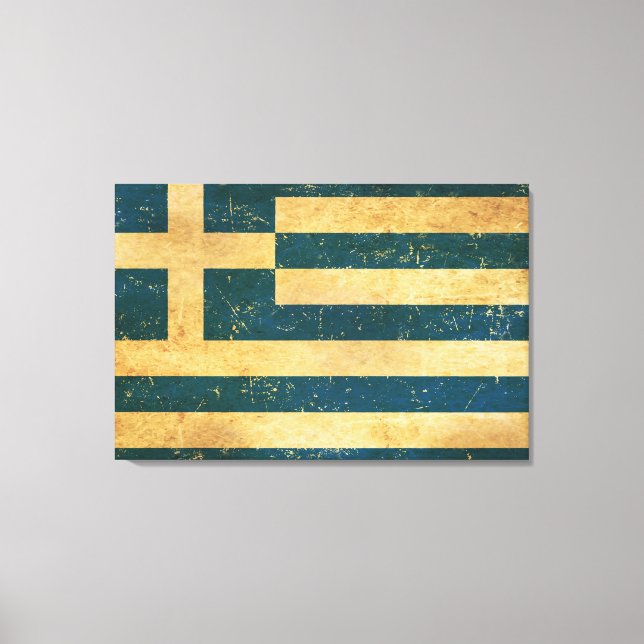 Greece Flag Vintage Grunge Design Canvas Print (Front)