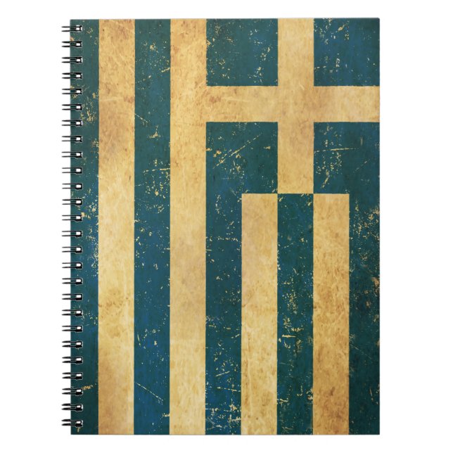 Greece Flag Vintage Grunge Notebook (Front)