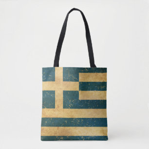 Greece Flag Vintage Grunge Tote Bag