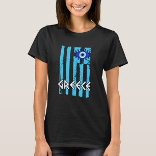 Greece Flag With A Nazar Charm Spiritual Evil Eye  T-Shirt