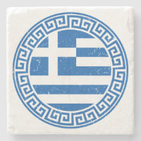Greece Flag With Greek Key Pattern