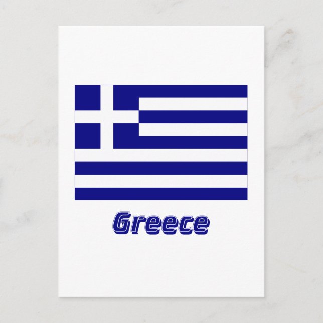 Greece Flag with Name Postcard (Front)