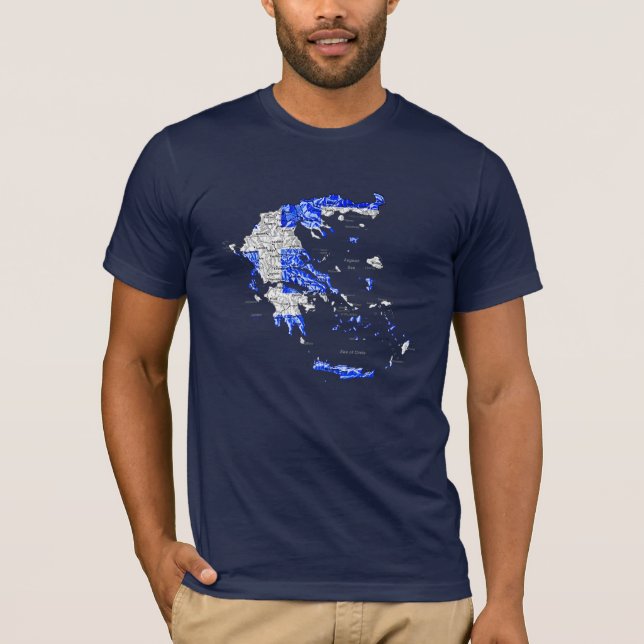 Greece Flagcolor Map T-Shirt (Front)