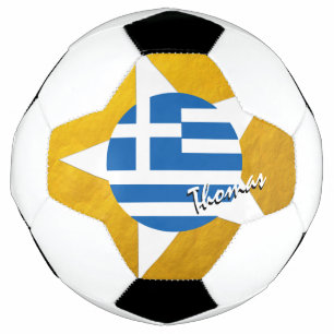 Greece Football & Gold Greek Flag Soccer Ball