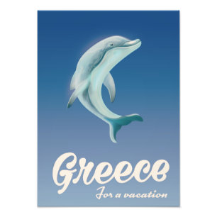 Greece for a vacation Dolphin travel poster