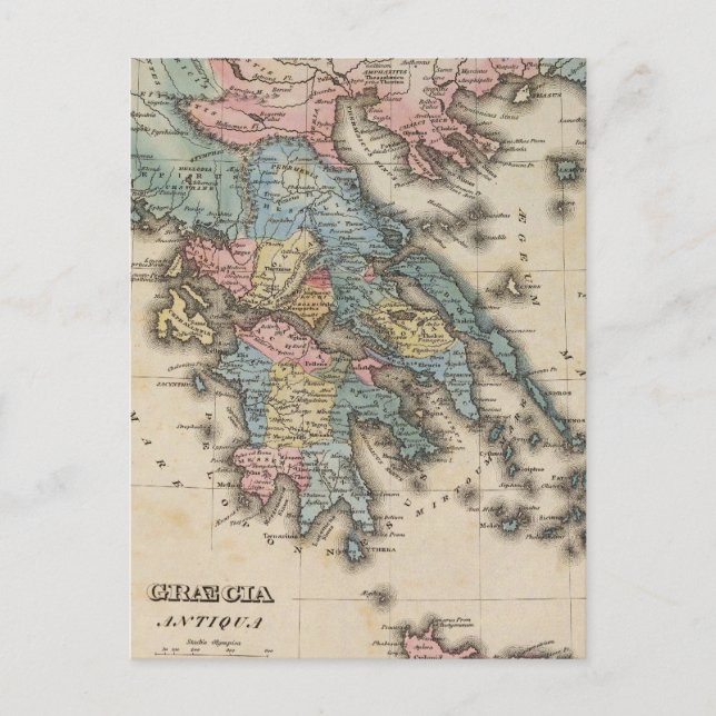 Greece Full colour Atlas Map Postcard (Front)