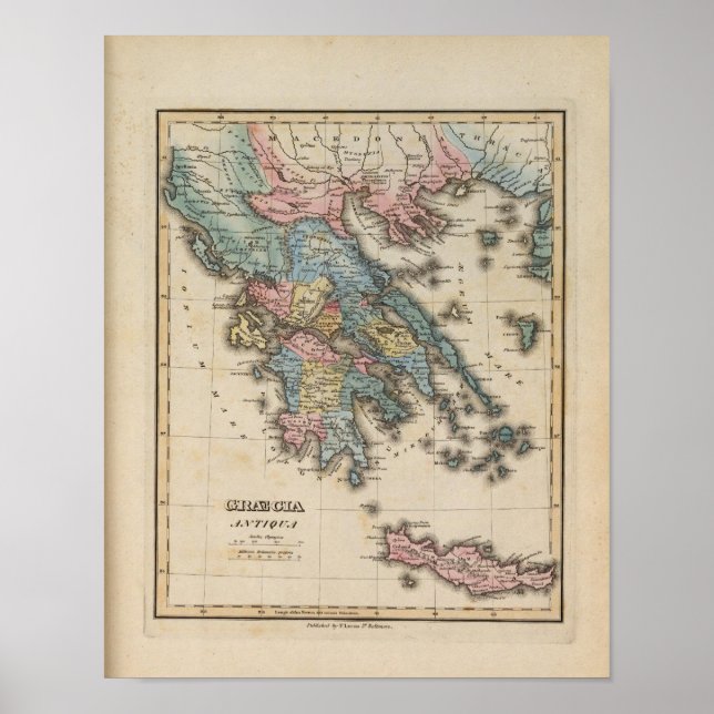 Greece Full colour Atlas Map Poster (Front)