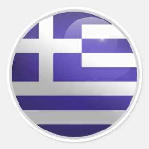 Greece Glossy Circle Flag Classic Round Sticker