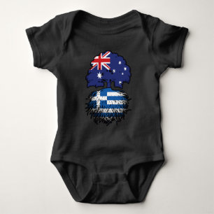 Greece Greek Australian Australia Tree Roots Flag Baby Bodysuit