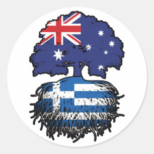 Greece Greek Australian Australia Tree Roots Flag Classic Round Sticker