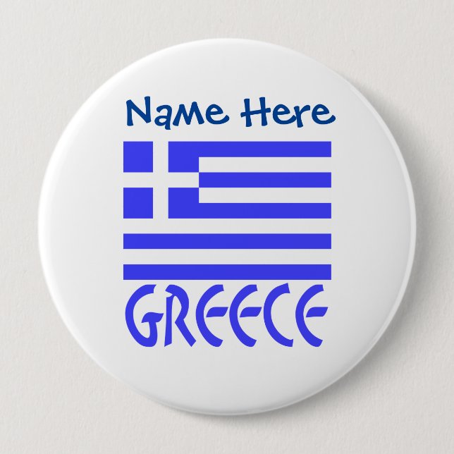 Greece Greek Flag Blue Personalisation  10 Cm Round Badge (Front)