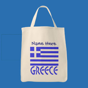 Greece Greek Flag Blue Personalisation  Tote Bag