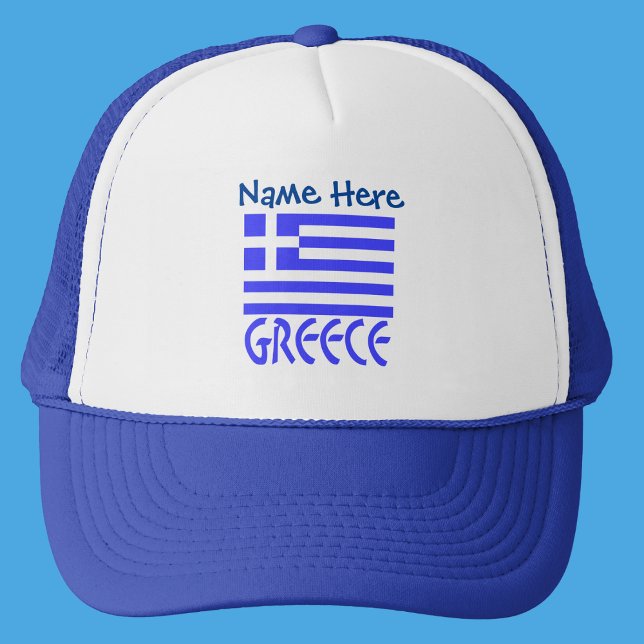 Greece Greek Flag Blue Personalisation  Trucker Hat (Creator Uploaded)