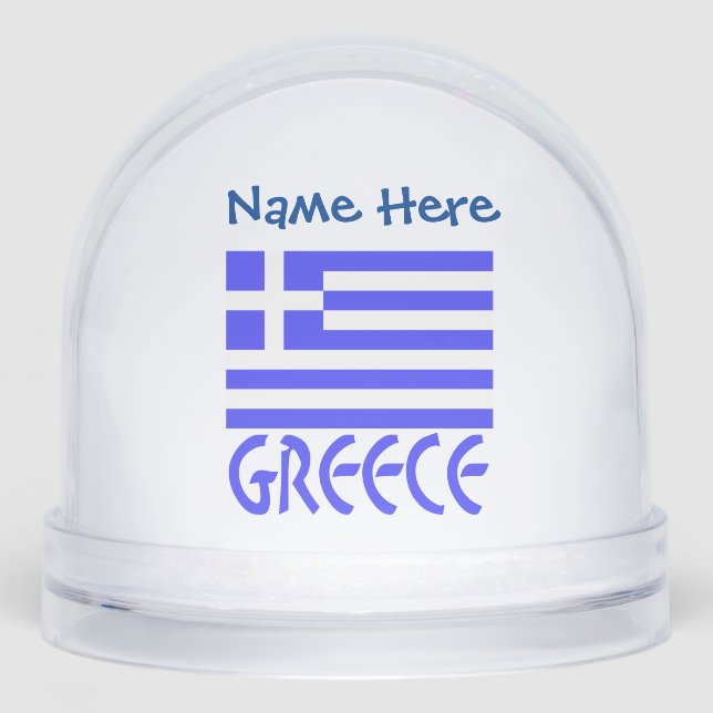 Greece Greek Flag Blue Personalised  Snowglobe (Front)