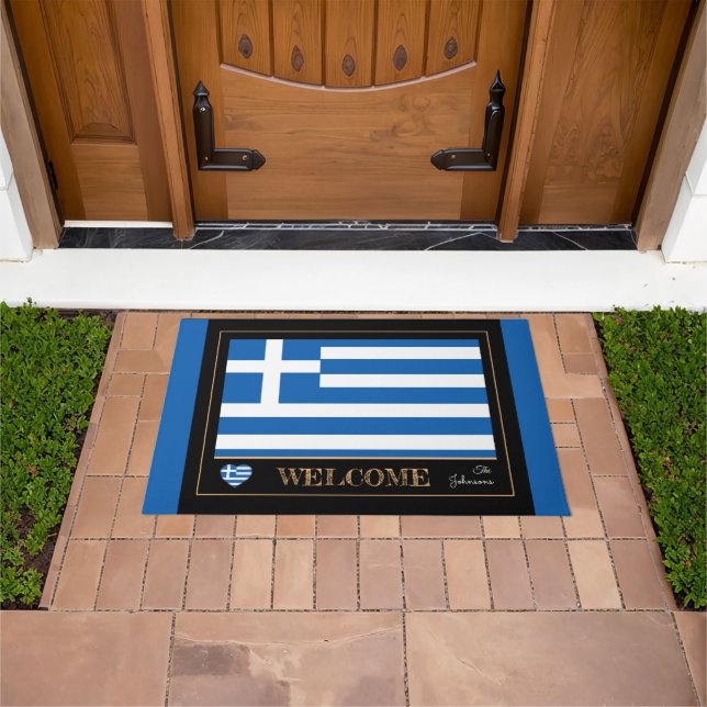 Greece & Greek Flag house mats/sports Welcome Doormat (Outdoor)