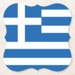 Greece (Greek) Flag Paper Coaster<br><div class="desc">Customisable World Flag Products - Please feel free to add your own text.</div>