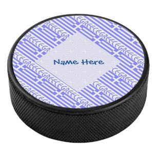 Greece Greek Flag Tiled Blue Personalisation  Hockey Puck