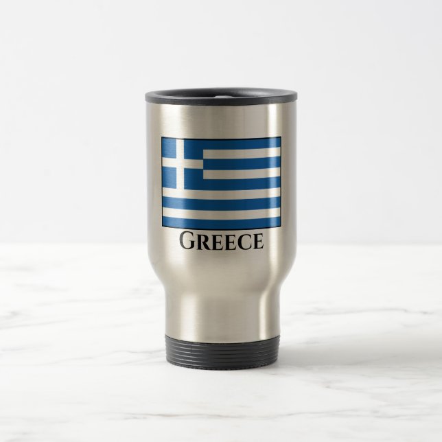 Greece (Greek) Flag Travel Mug (Center)