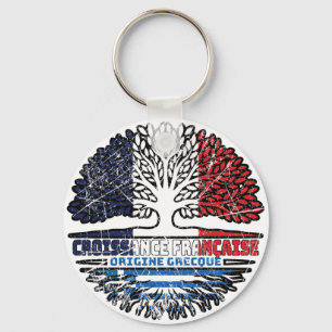 Greece Greek French France Tree Roots Flag Key Ring