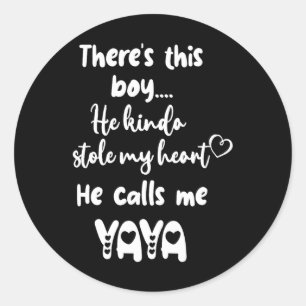 Greece Greek Grandma Grandmother This Boy Calls Me Classic Round Sticker