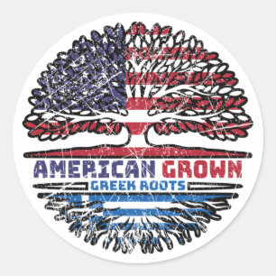 Greece Greek US American USA United States Tree Classic Round Sticker